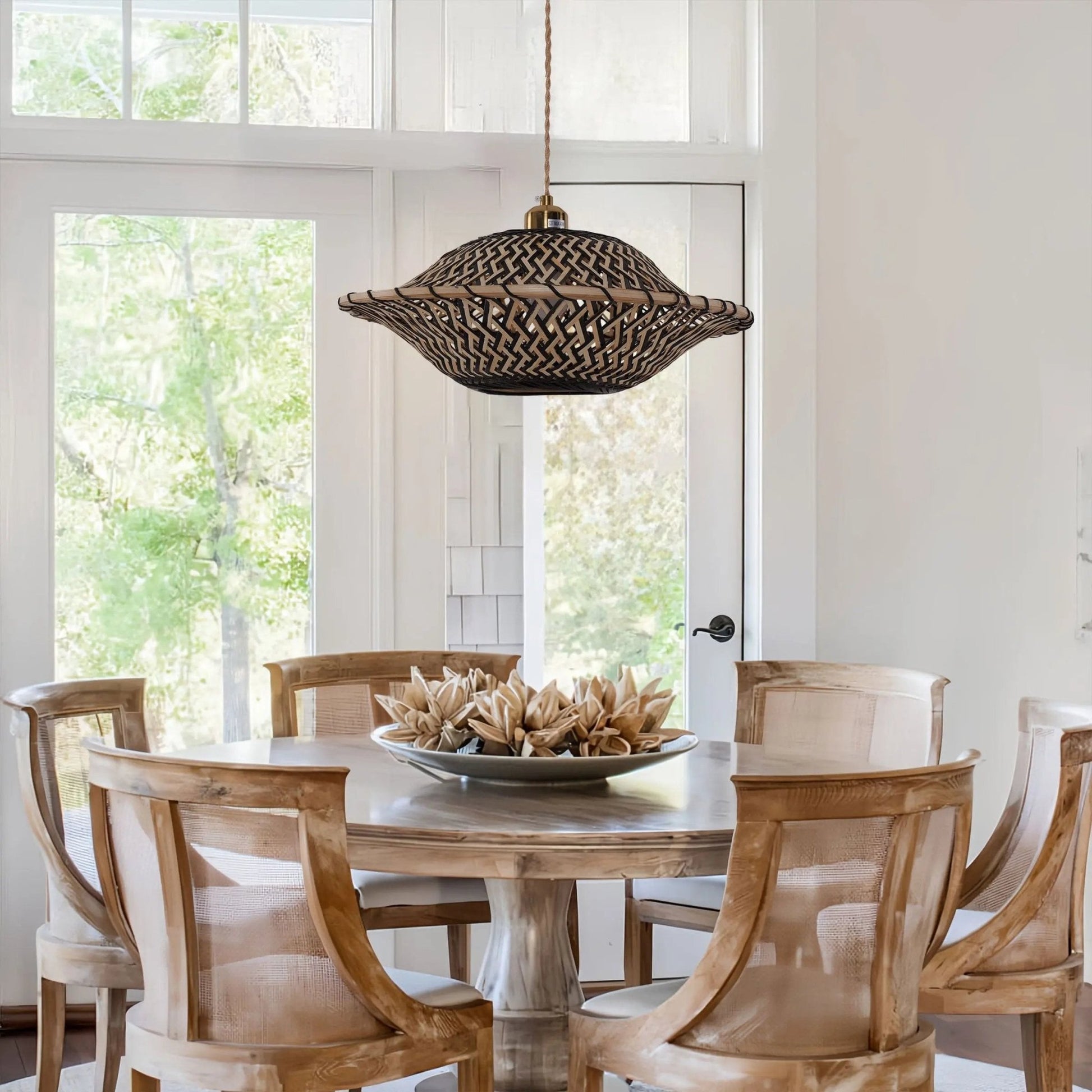 Lightsin Elegant Black & Natural Design Bamboo Pendant Light - House Comfort