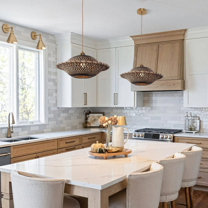 Lightsin Elegant Black & Natural Design Bamboo Pendant Light - House Comfort