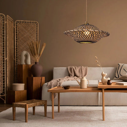 Lightsin Elegant Black & Natural Design Bamboo Pendant Light - House Comfort