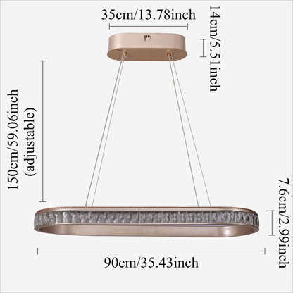 Lightsin Elegant Champagne Gold Oval Pendant Light with Crystal Accents - House Comfort