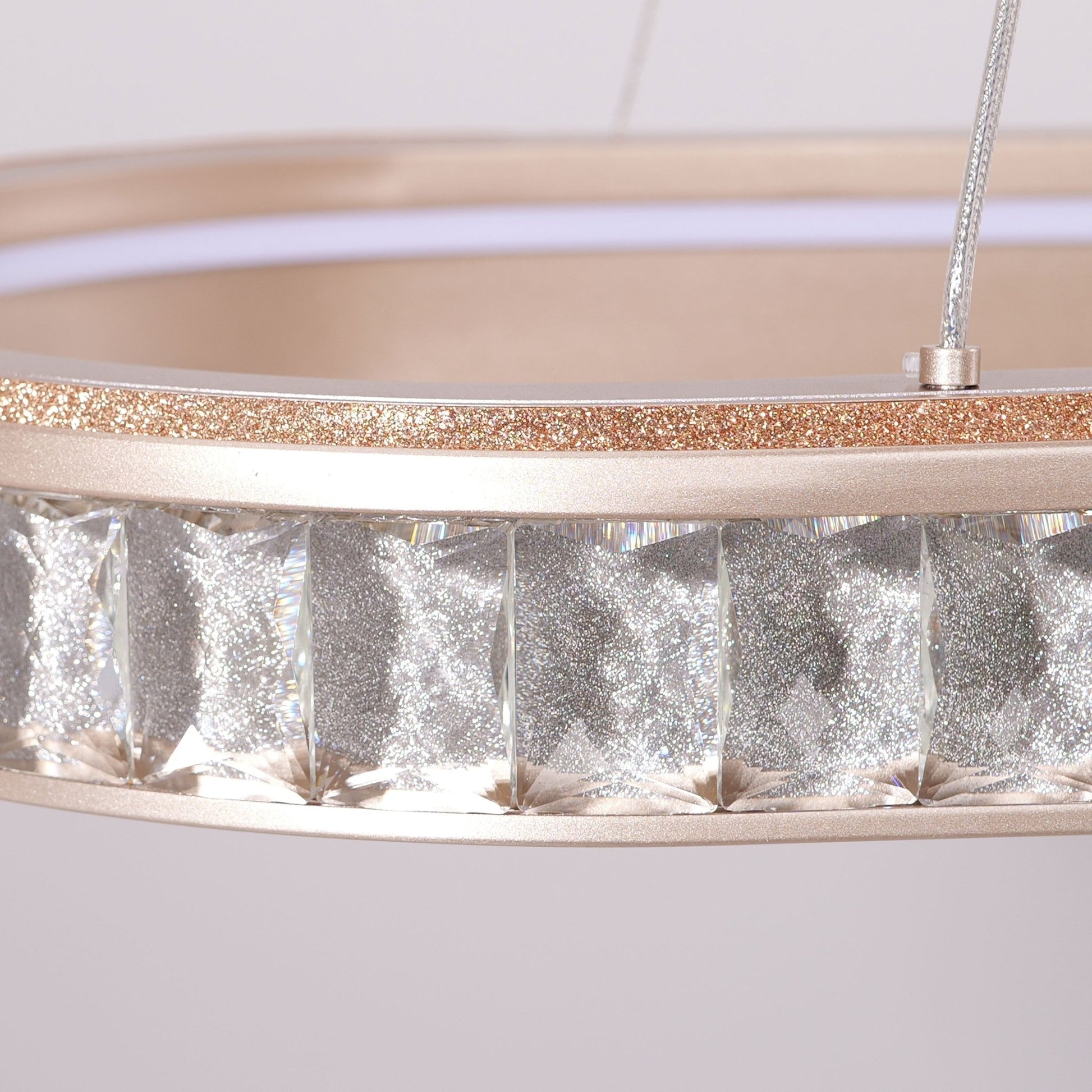 Lightsin Elegant Champagne Gold Oval Pendant Light with Crystal Accents - House Comfort