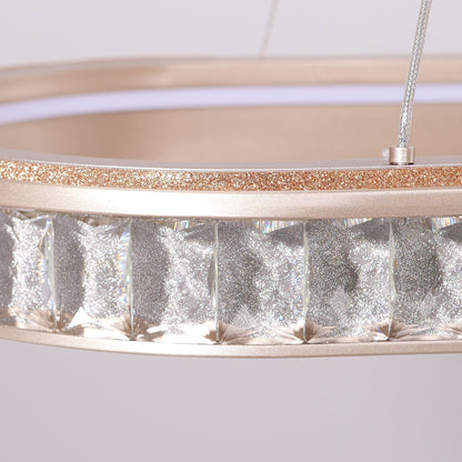 Lightsin Elegant Champagne Gold Oval Pendant Light with Crystal Accents - House Comfort