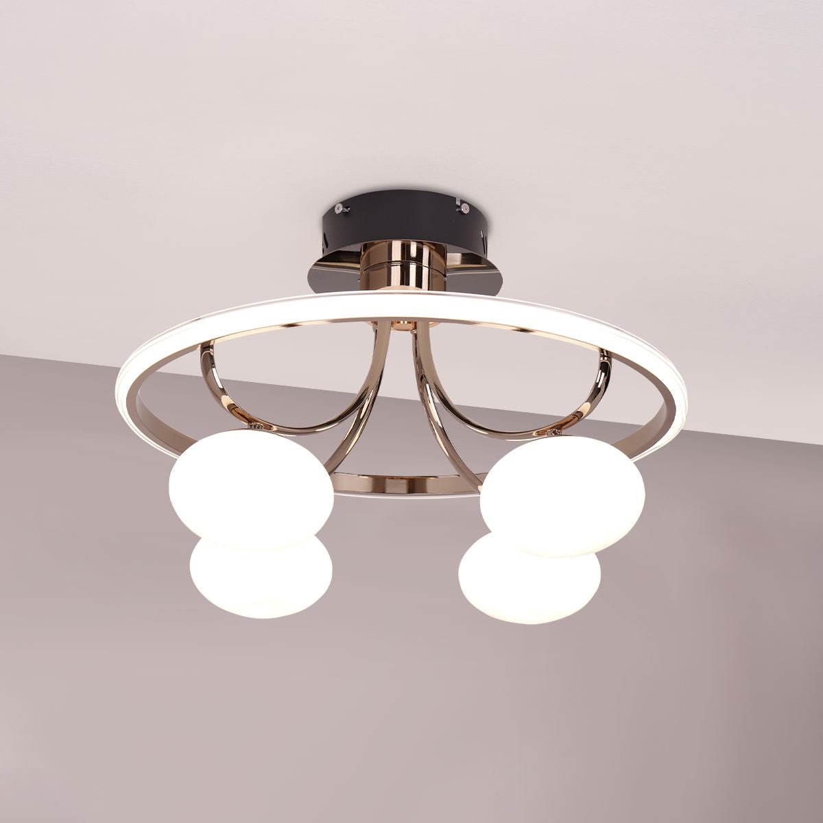 Lightsin Elegant Circular Ceiling Light with Four Orbs - House Comfort