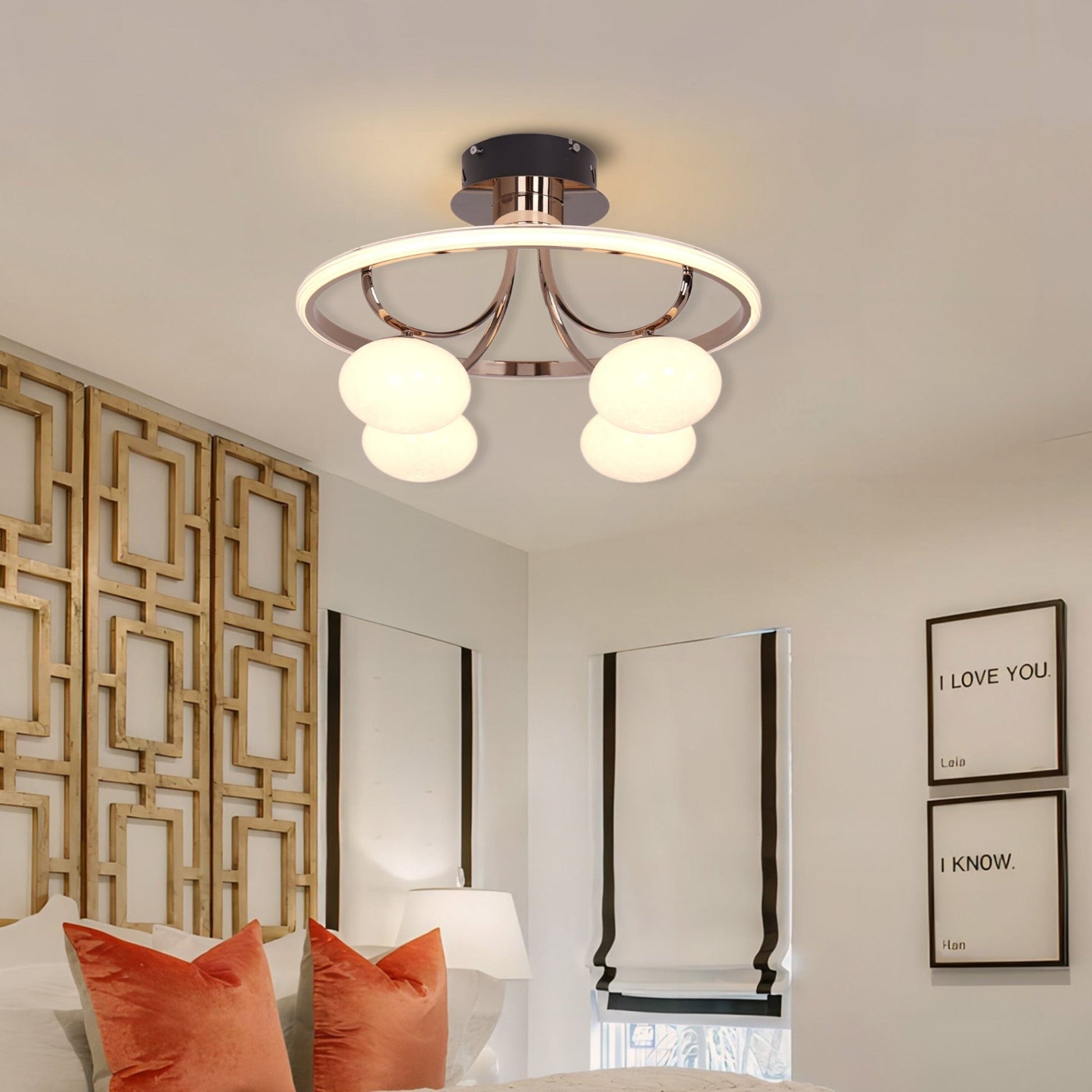 Lightsin Elegant Circular Ceiling Light with Four Orbs - House Comfort
