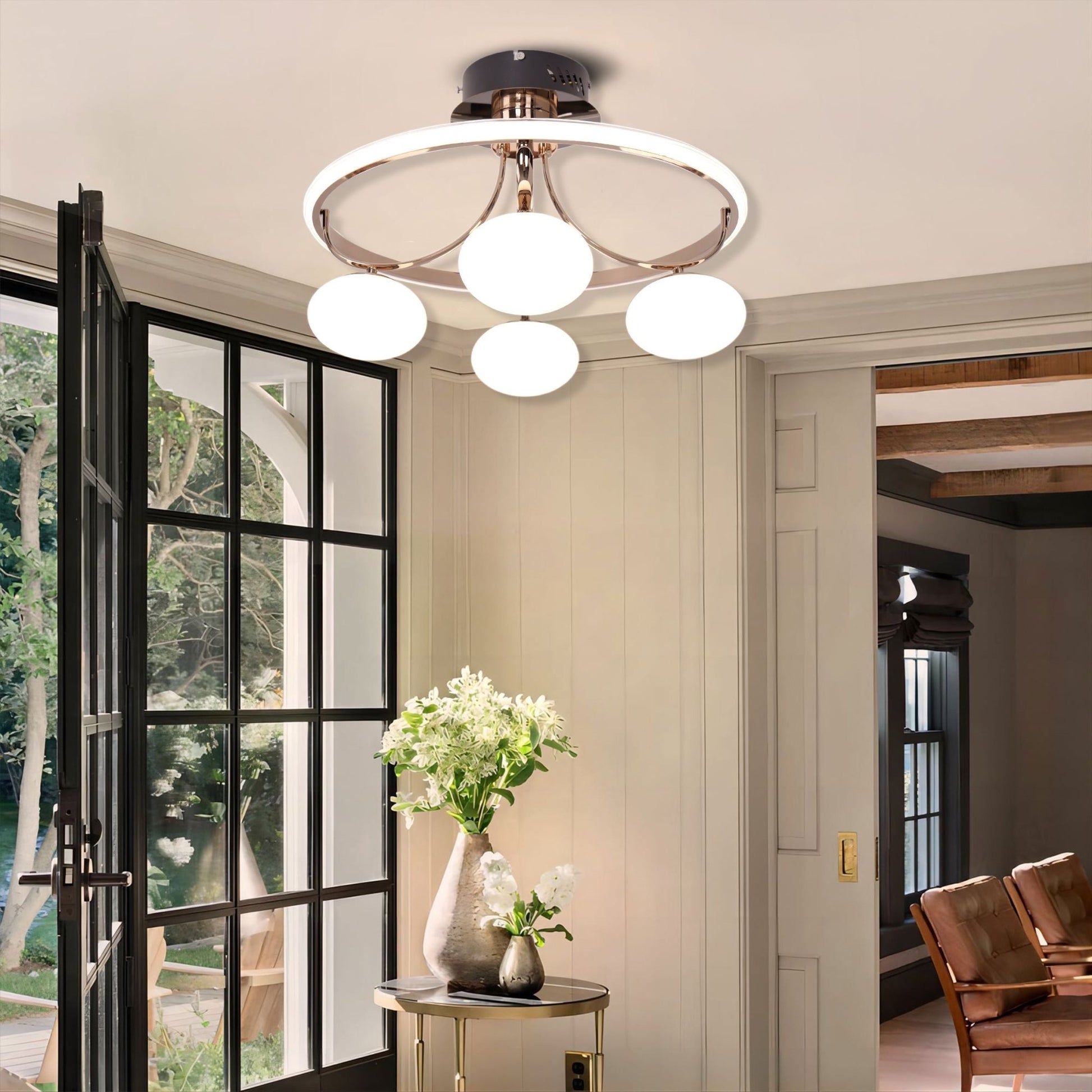 Lightsin Elegant Circular Ceiling Light with Four Orbs - House Comfort
