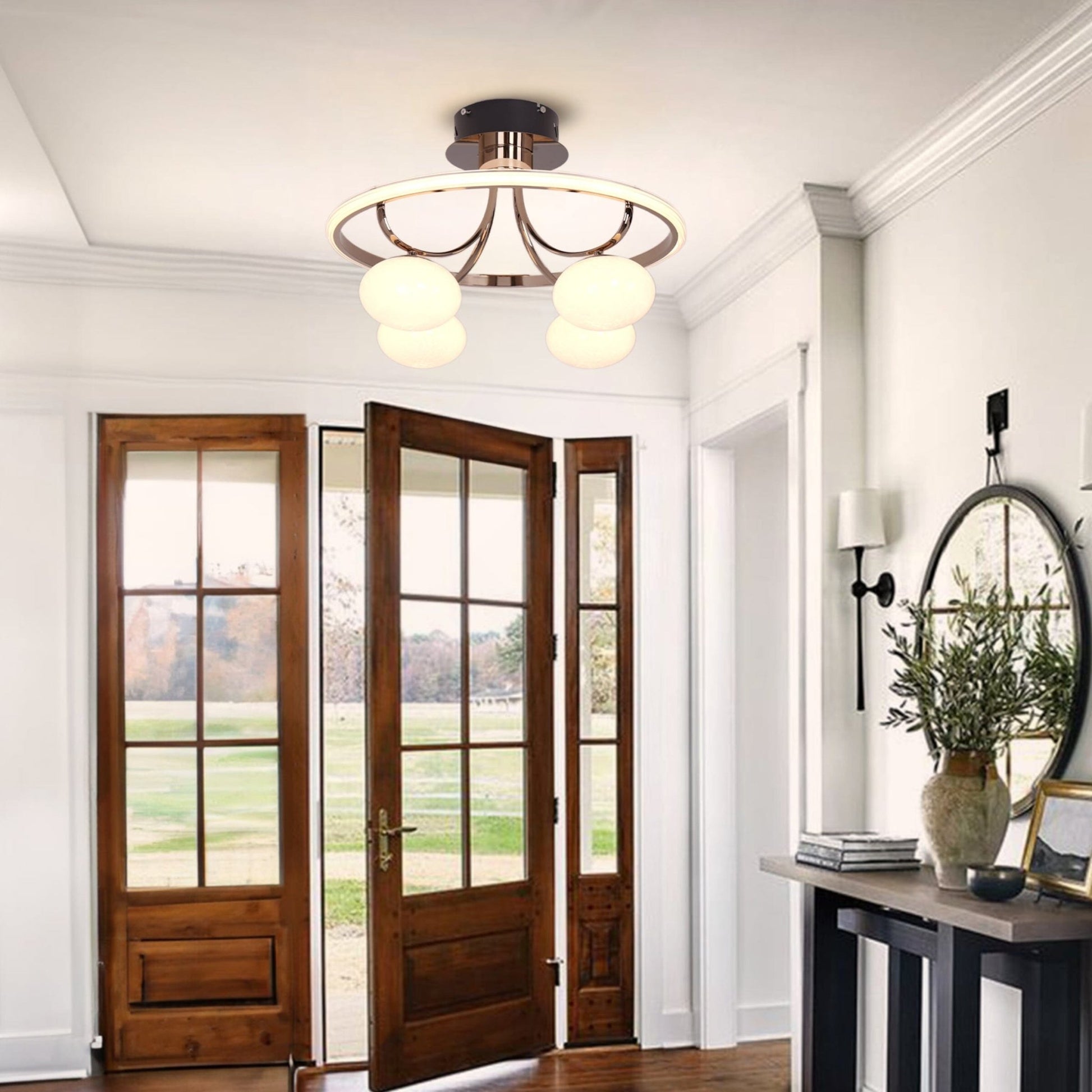 Lightsin Elegant Circular Ceiling Light with Four Orbs - House Comfort