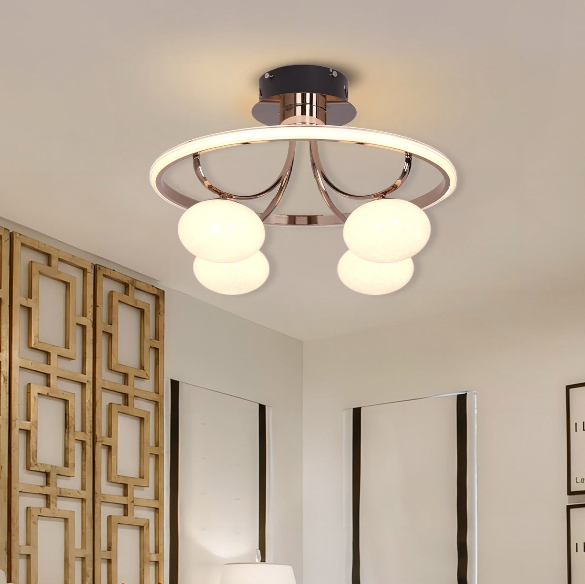 Lightsin Elegant Circular Ceiling Light with Four Orbs - House Comfort
