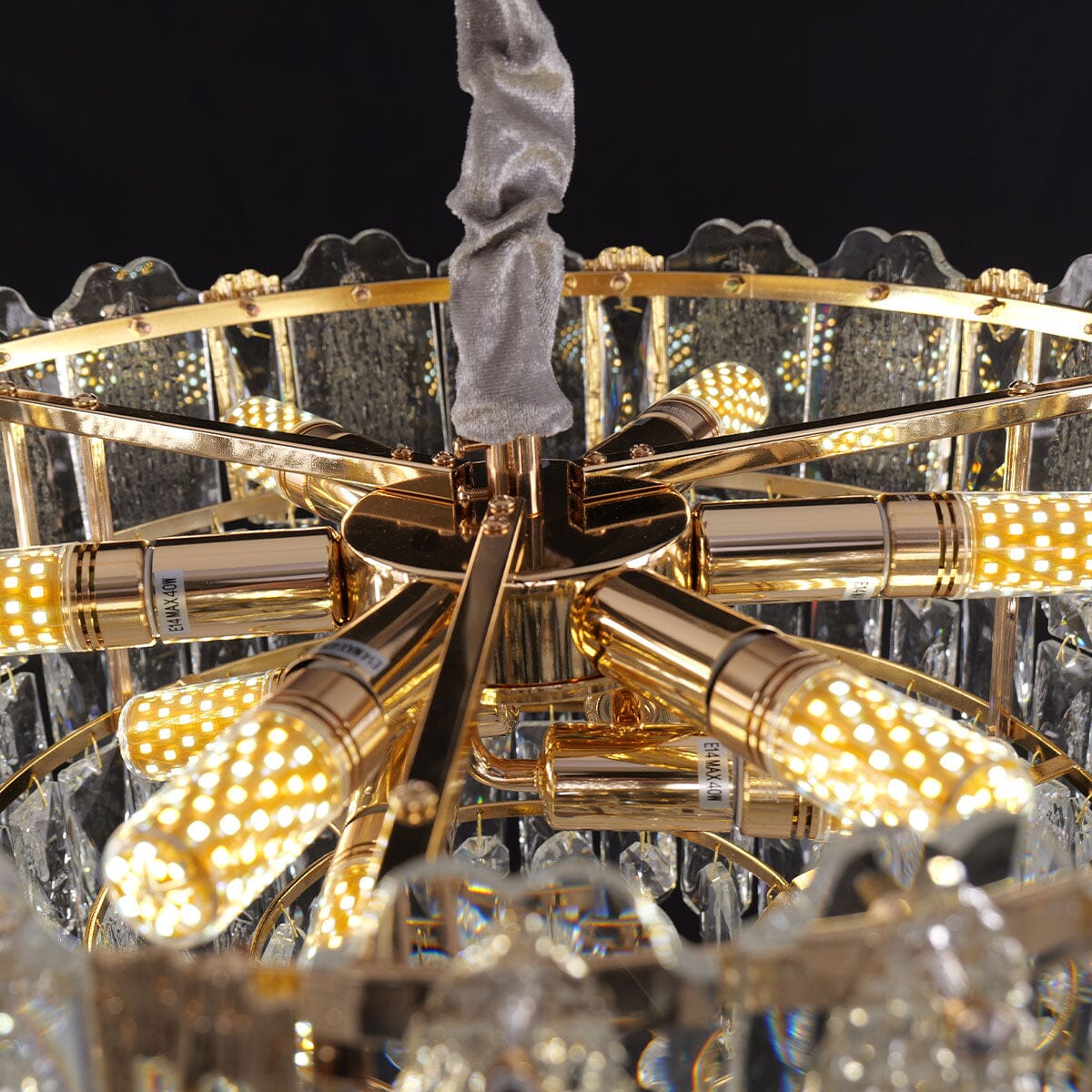 Lightsin Elegant Crystal - Accented Champagne Gold Crystal Chandelier Pendant Light - House Comfort