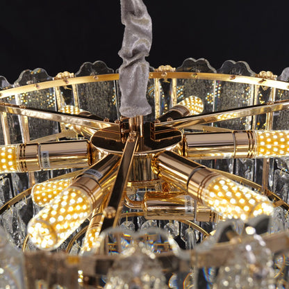 Lightsin Elegant Crystal - Accented Champagne Gold Crystal Chandelier Pendant Light - House Comfort