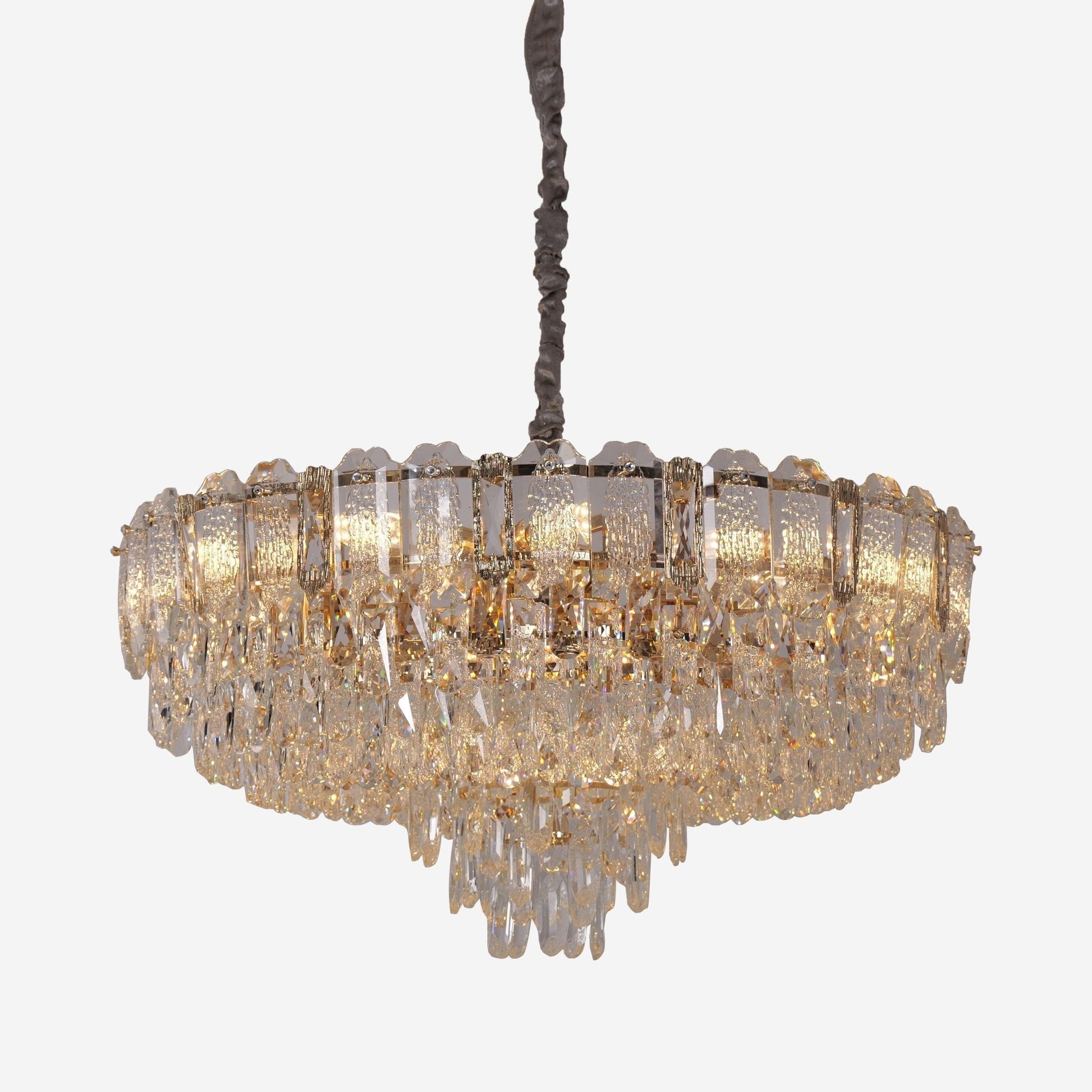 Lightsin Elegant Crystal - Accented Champagne Gold Crystal Chandelier Pendant Light - House Comfort