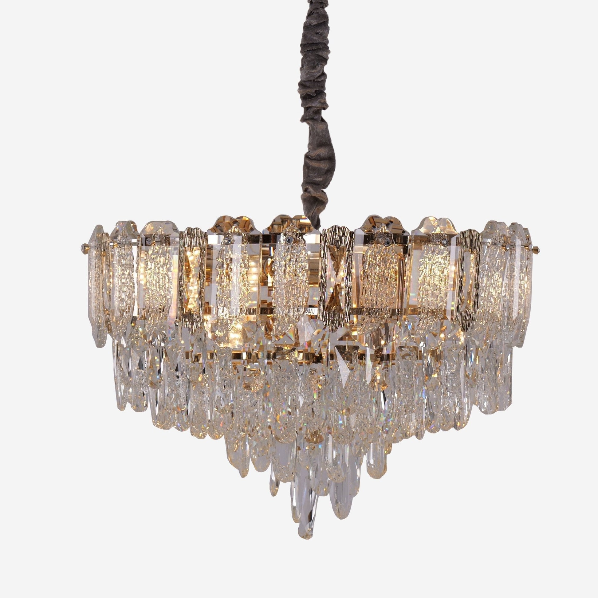 Lightsin Elegant Crystal - Accented Champagne Gold Crystal Chandelier Pendant Light - House Comfort