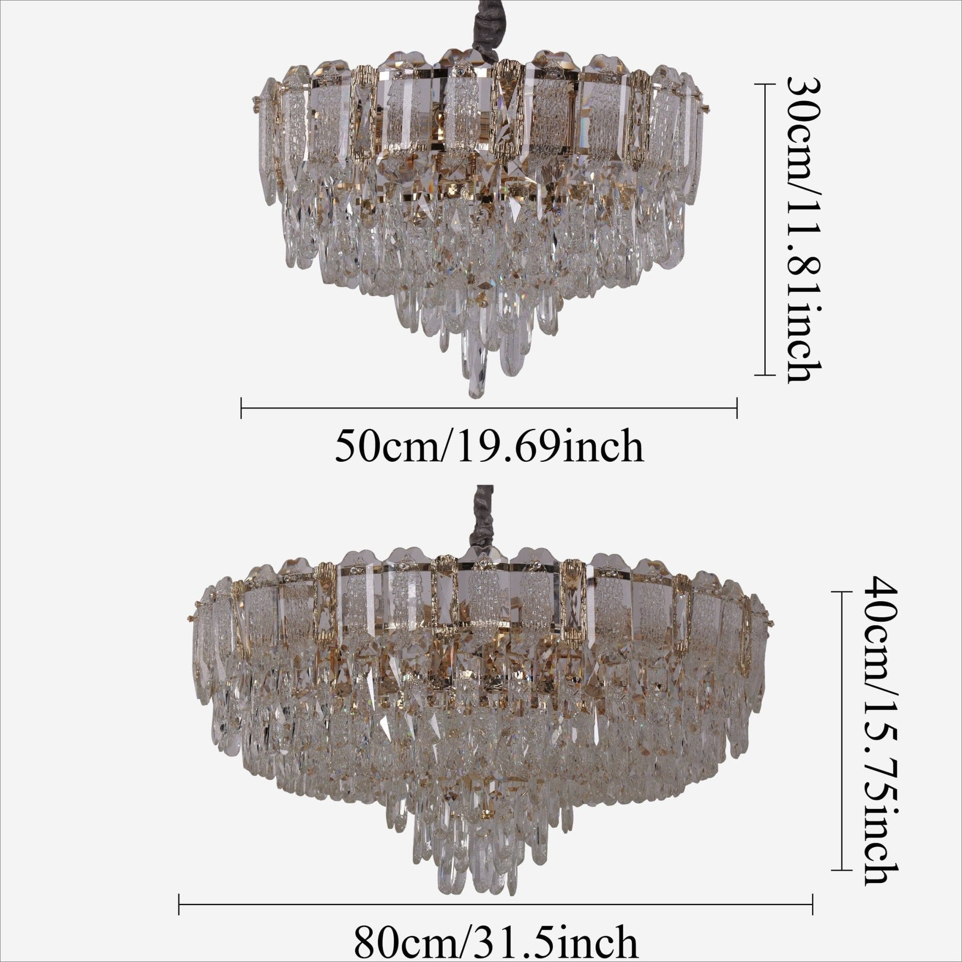 Lightsin Elegant Crystal - Accented Champagne Gold Crystal Chandelier Pendant Light - House Comfort