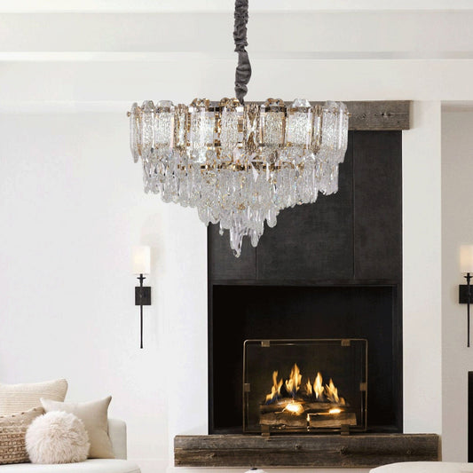 Lightsin Elegant Crystal - Accented Champagne Gold Crystal Chandelier Pendant Light - House Comfort