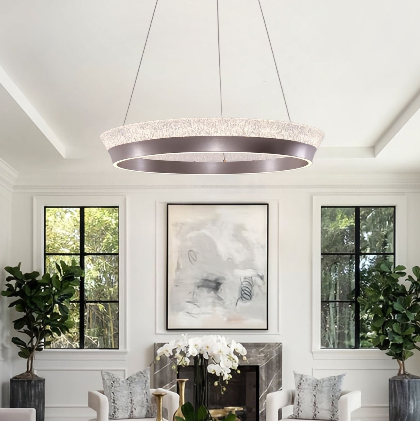 Lightsin Elegant Crystal Ring Chandelier Premium Pendant Light - House Comfort