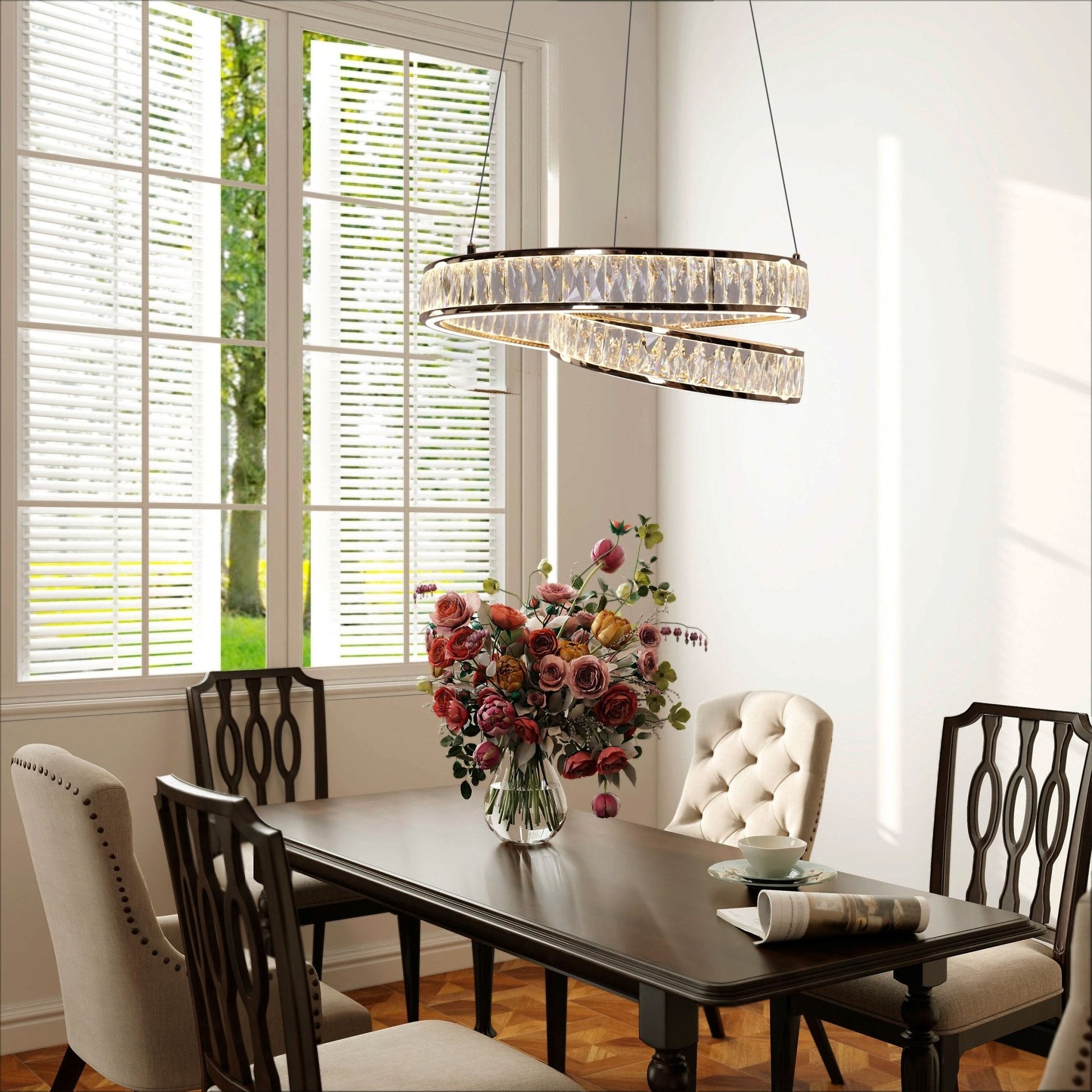 Lightsin Elegant Gold Crystal Swirl Pendant Light Luxury Crystal Chandelier for Living Room - House Comfort