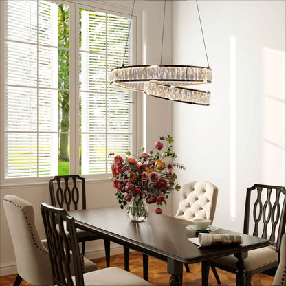 Lightsin Elegant Gold Crystal Swirl Pendant Light Luxury Crystal Chandelier for Living Room - House Comfort