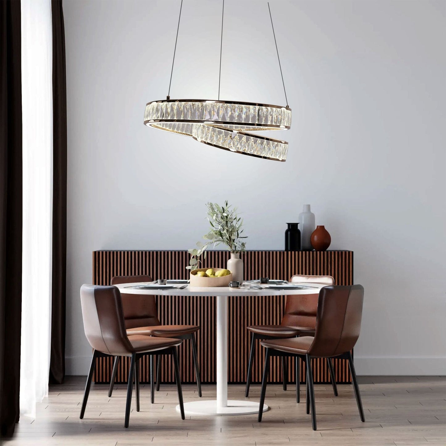 Lightsin Elegant Gold Crystal Swirl Pendant Light Luxury Crystal Chandelier for Living Room - House Comfort