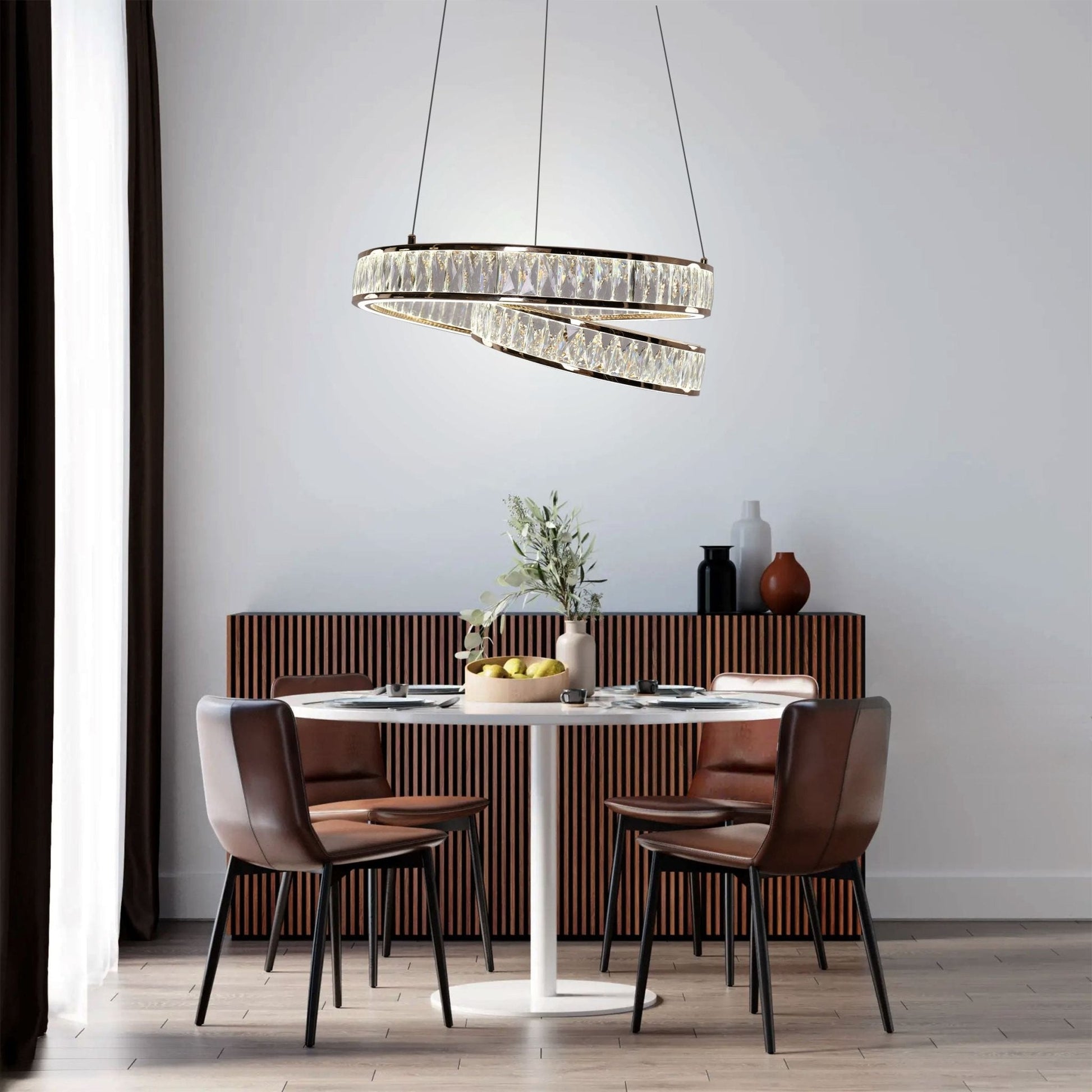 Lightsin Elegant Gold Crystal Swirl Pendant Light Luxury Crystal Chandelier for Living Room - House Comfort