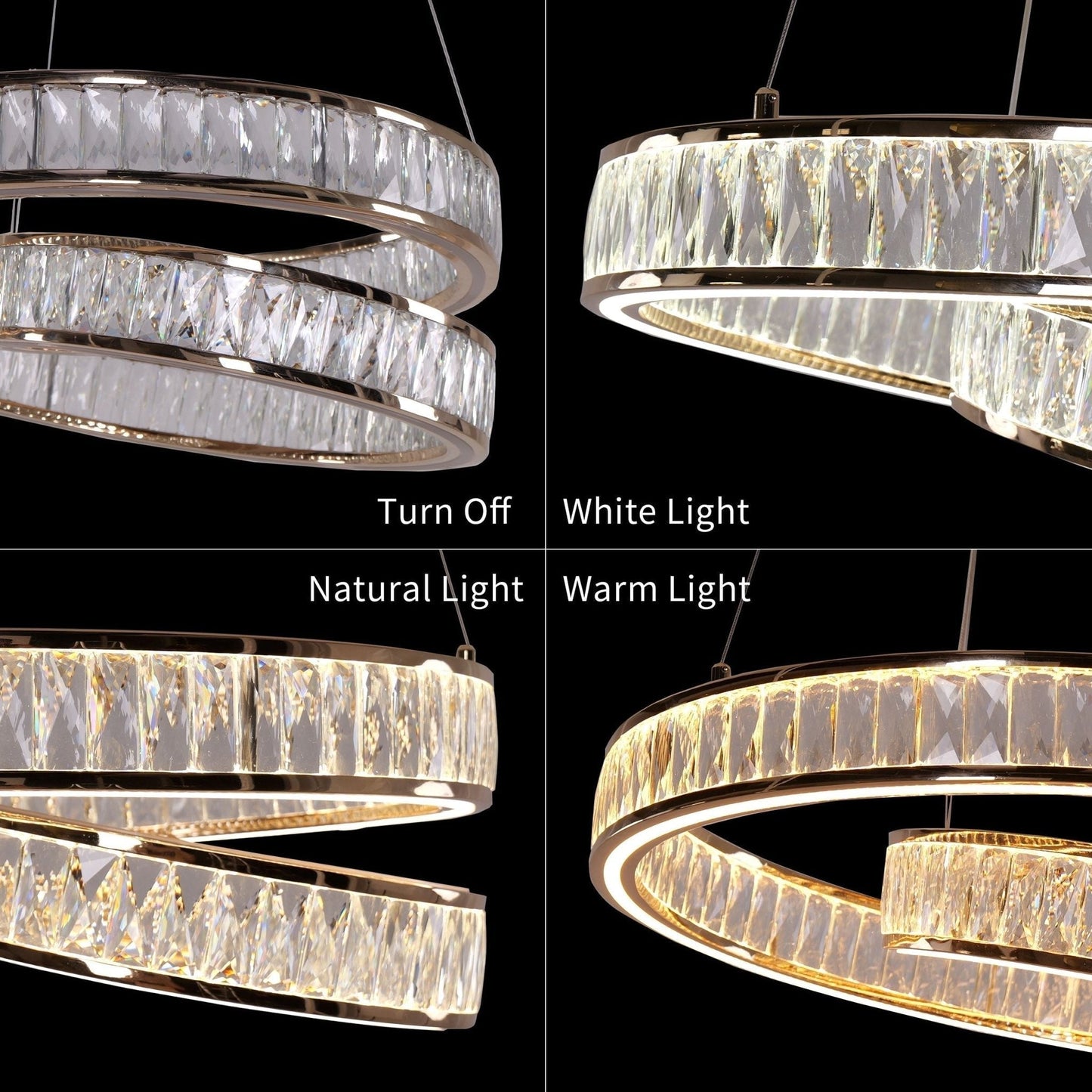 Lightsin Elegant Gold Crystal Swirl Pendant Light Luxury Crystal Chandelier for Living Room - House Comfort