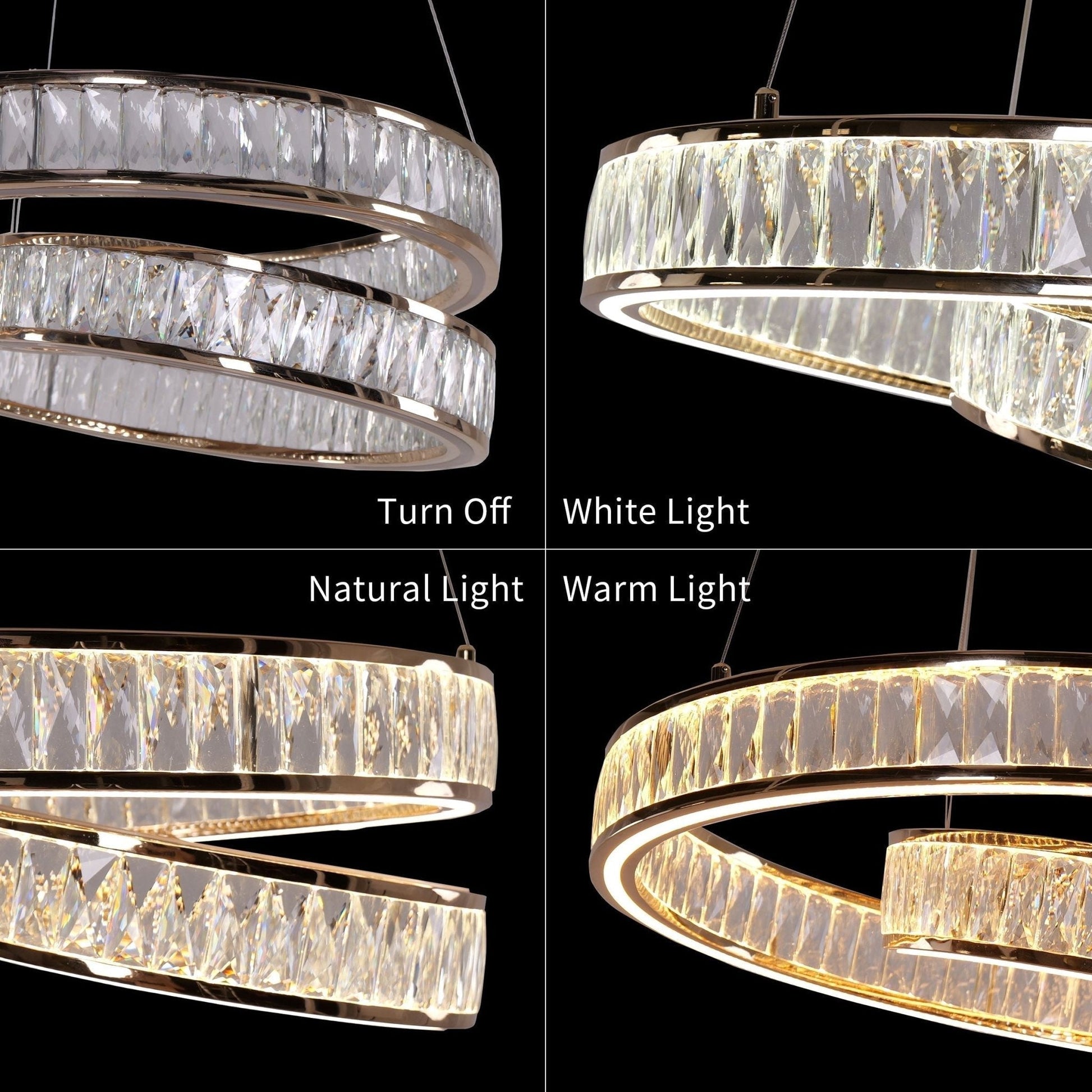 Lightsin Elegant Gold Crystal Swirl Pendant Light Luxury Crystal Chandelier for Living Room - House Comfort