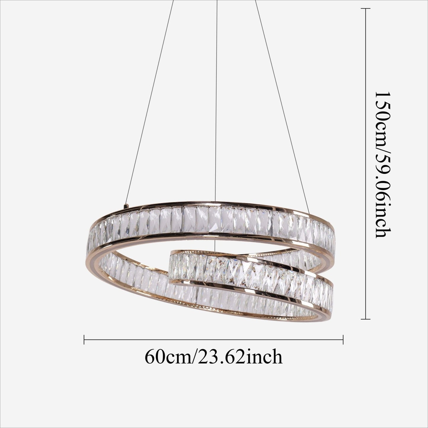 Lightsin Elegant Gold Crystal Swirl Pendant Light Luxury Crystal Chandelier for Living Room - House Comfort