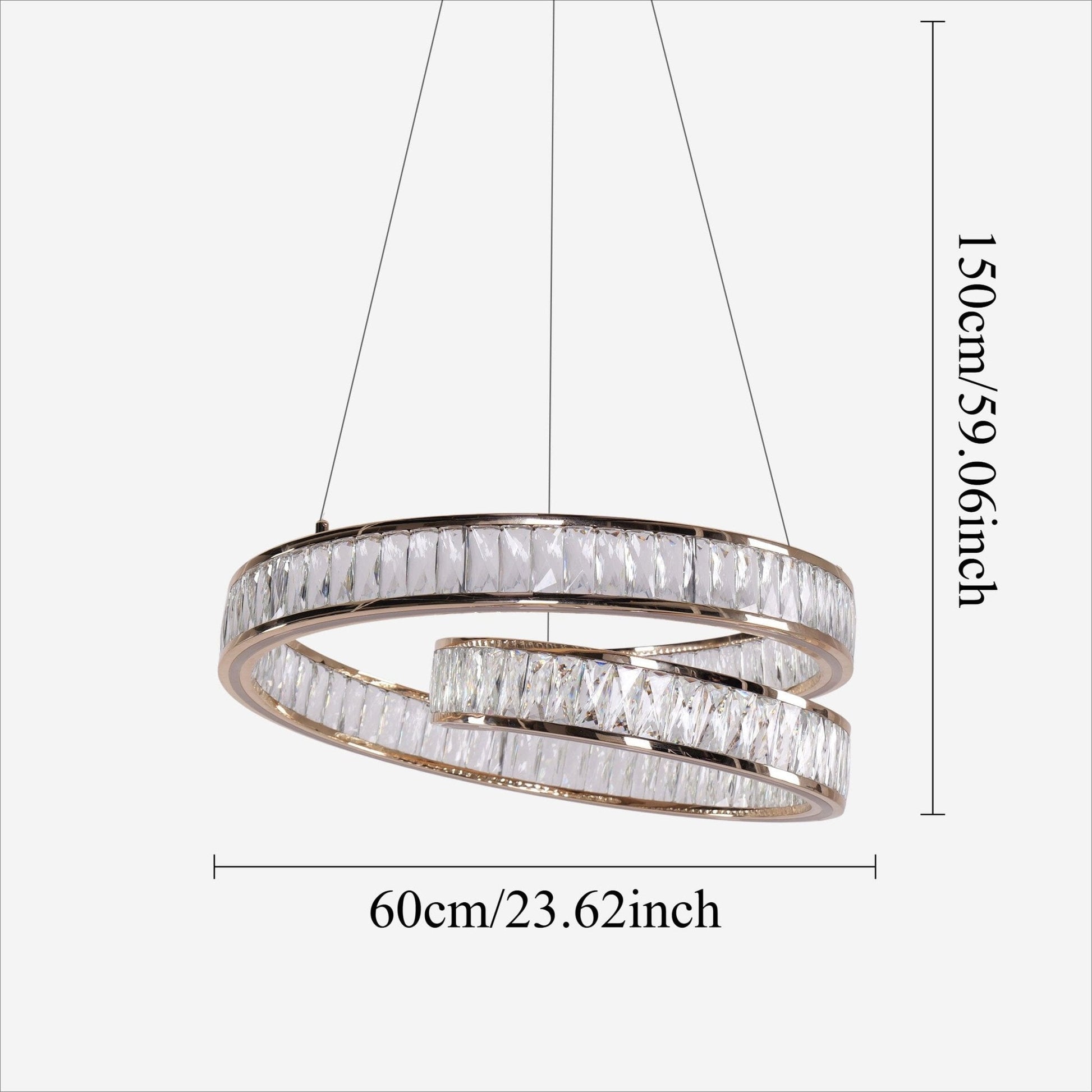 Lightsin Elegant Gold Crystal Swirl Pendant Light Luxury Crystal Chandelier for Living Room - House Comfort