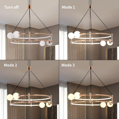 Lightsin Elegant Gold Double - Ring Halo Chandelier with Tri - Color LED Lighting - House Comfort