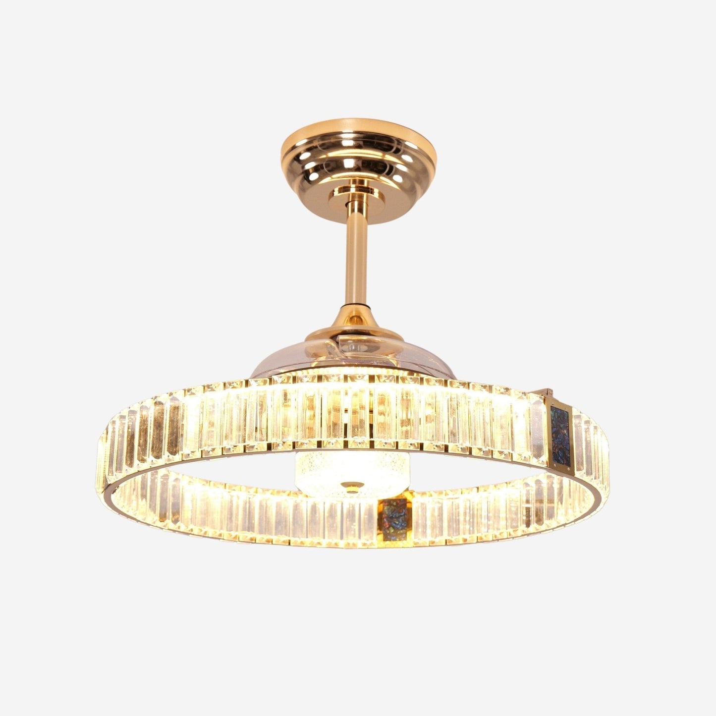 Lightsin Elegant Gold Silent Ceiling Fan Lamp with Crystal Accent - House Comfort