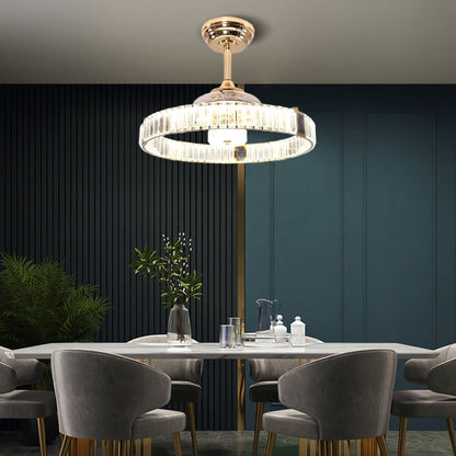 Lightsin Elegant Gold Silent Ceiling Fan Lamp with Crystal Accent - House Comfort