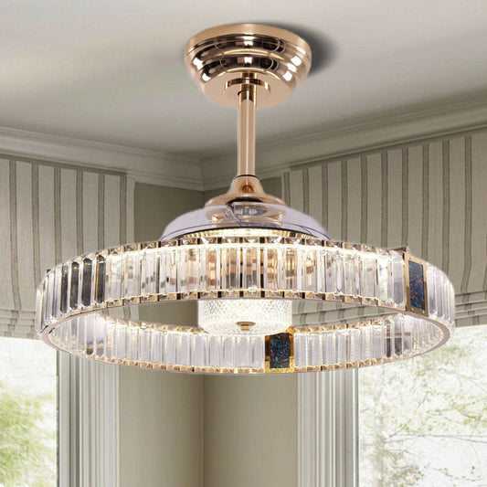 Lightsin Elegant Gold Silent Ceiling Fan Lamp with Crystal Accent - House Comfort