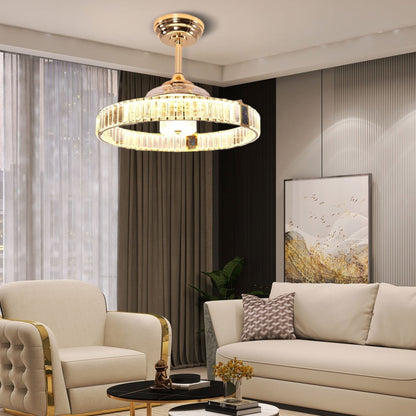 Lightsin Elegant Gold Silent Ceiling Fan Lamp with Crystal Accent - House Comfort