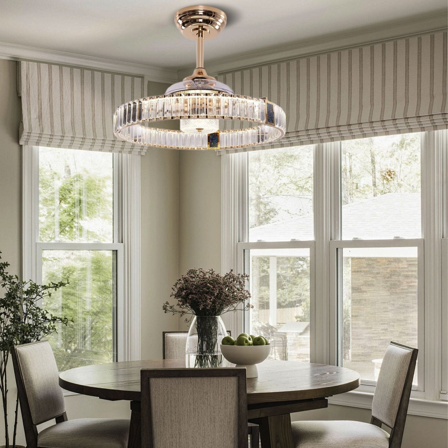 Lightsin Elegant Gold Silent Ceiling Fan Lamp with Crystal Accent - House Comfort