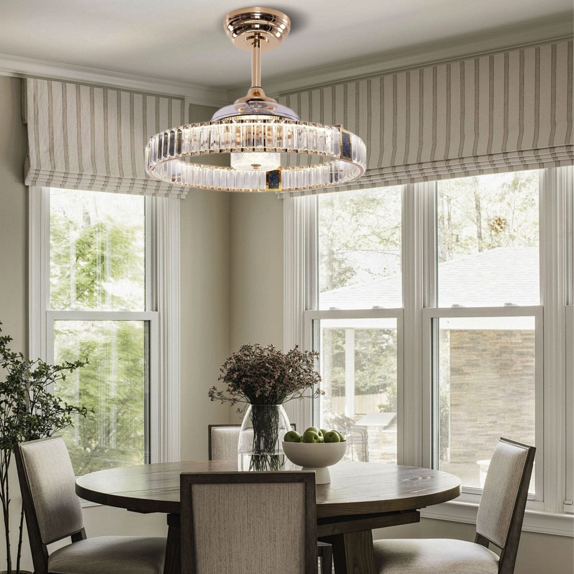 Lightsin Elegant Gold Silent Ceiling Fan Lamp with Crystal Accent - House Comfort