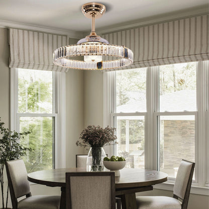 Lightsin Elegant Gold Silent Ceiling Fan Lamp with Crystal Accent - House Comfort