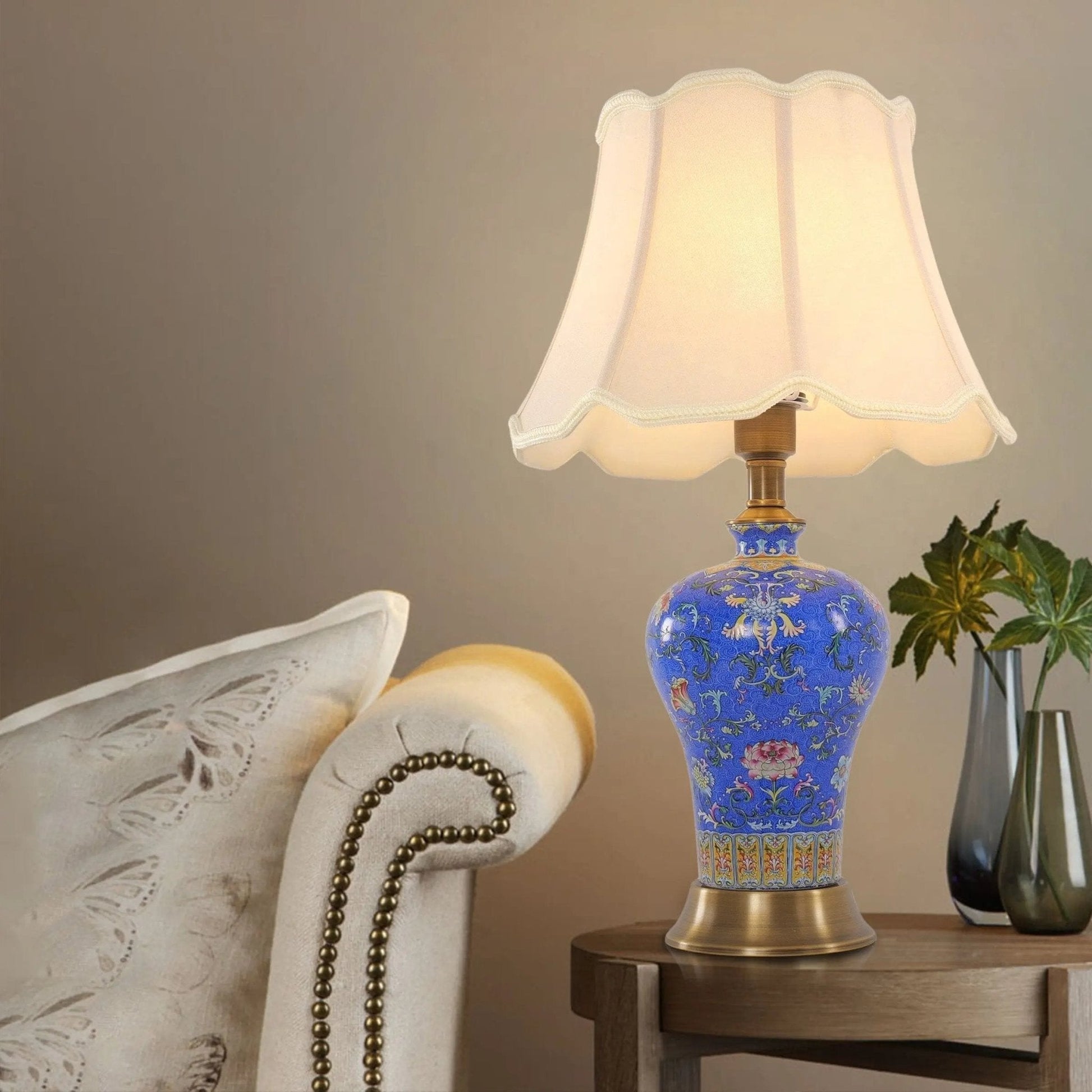 Lightsin Elegant Handcrafted Ceramic Table Lamp Collection with Floral Design - House Comfort