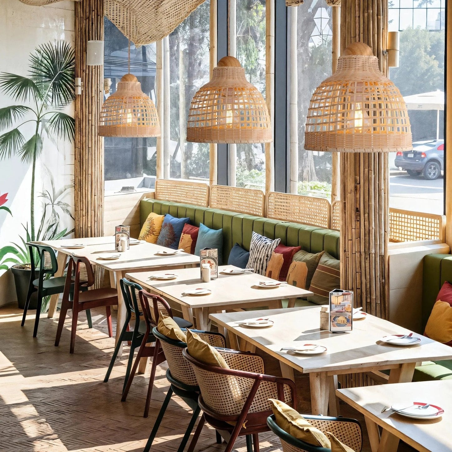 Lightsin Elegant Vintage Woven Rattan Minimalist Pendant Light - House Comfort