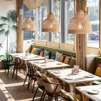 Lightsin Elegant Vintage Woven Rattan Minimalist Pendant Light - House Comfort