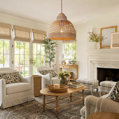Lightsin Elegant Vintage Woven Rattan Minimalist Pendant Light - House Comfort
