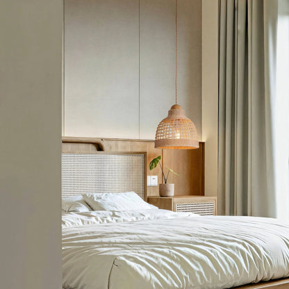 Lightsin Elegant Vintage Woven Rattan Minimalist Pendant Light - House Comfort