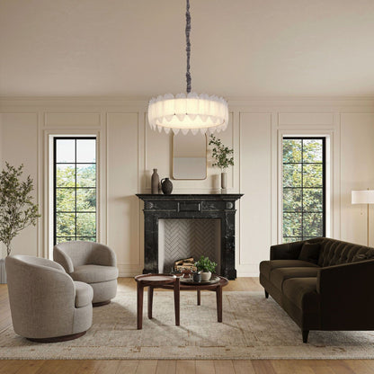 Lightsin Feather Inspired Luxury Glass Chandelier Modern Ceiling Light UK - House Comfort