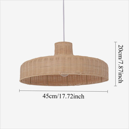 Lightsin Flat Teapot - Shaped Japanese Rattan Pendant Light – Natural Elegance - House Comfort