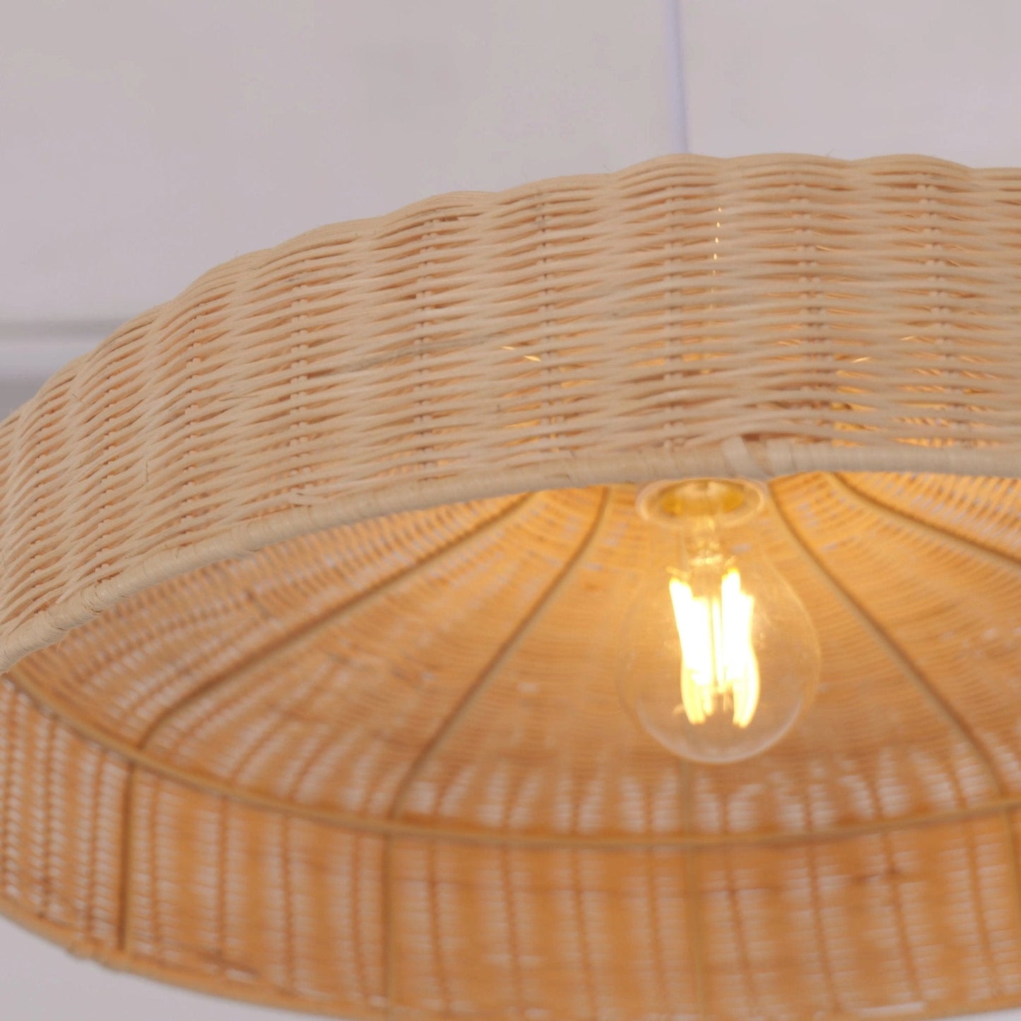 Lightsin Flat Teapot - Shaped Japanese Rattan Pendant Light – Natural Elegance - House Comfort