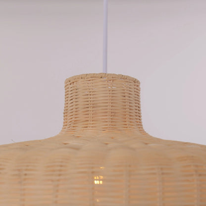 Lightsin Flat Teapot - Shaped Japanese Rattan Pendant Light – Natural Elegance - House Comfort