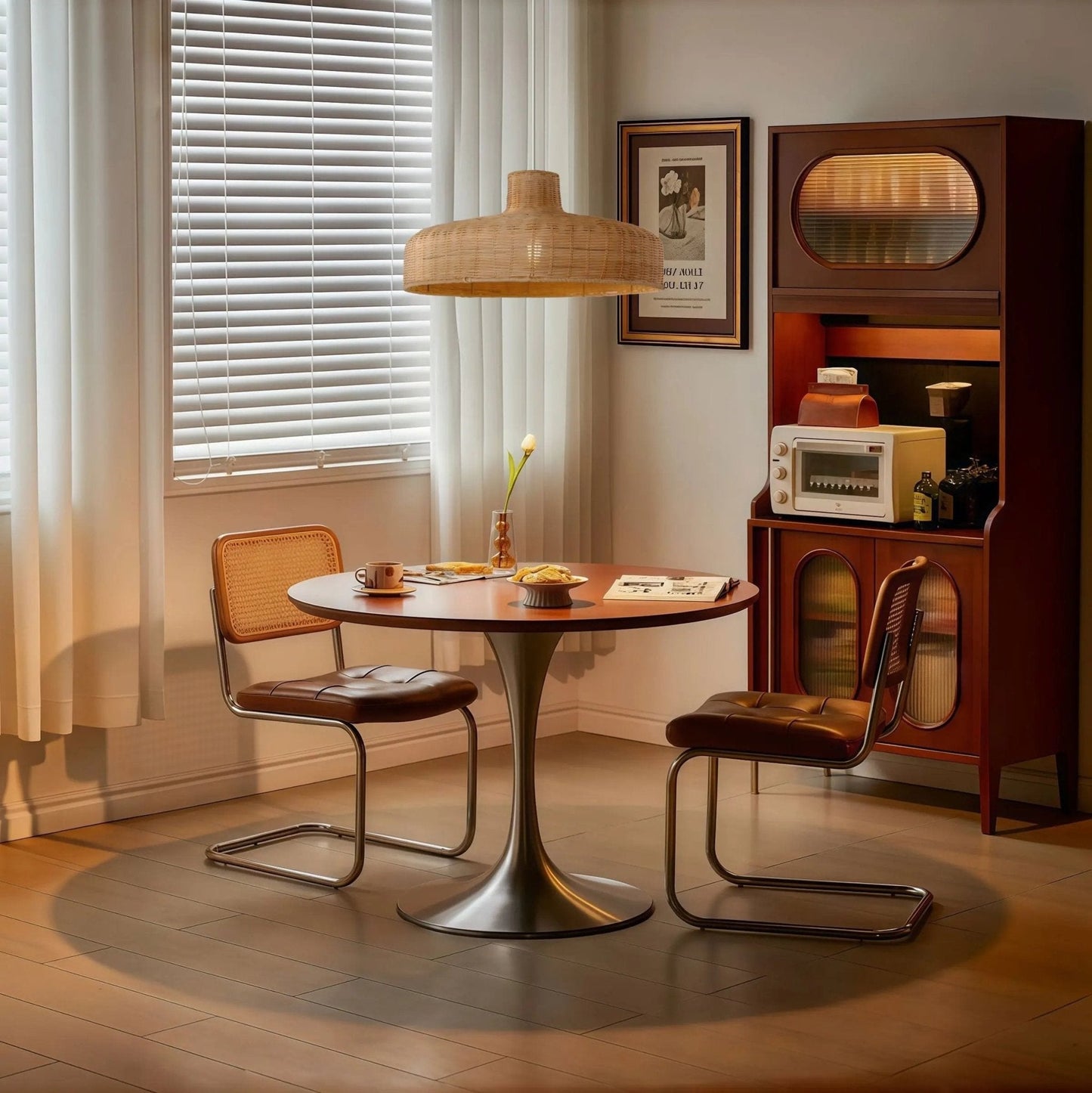 Lightsin Flat Teapot - Shaped Japanese Rattan Pendant Light – Natural Elegance - House Comfort