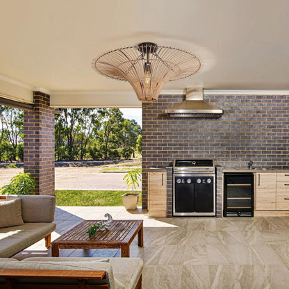 Lightsin Flying Saucer - Shaped LED Rattan Pendant Light - House Comfort