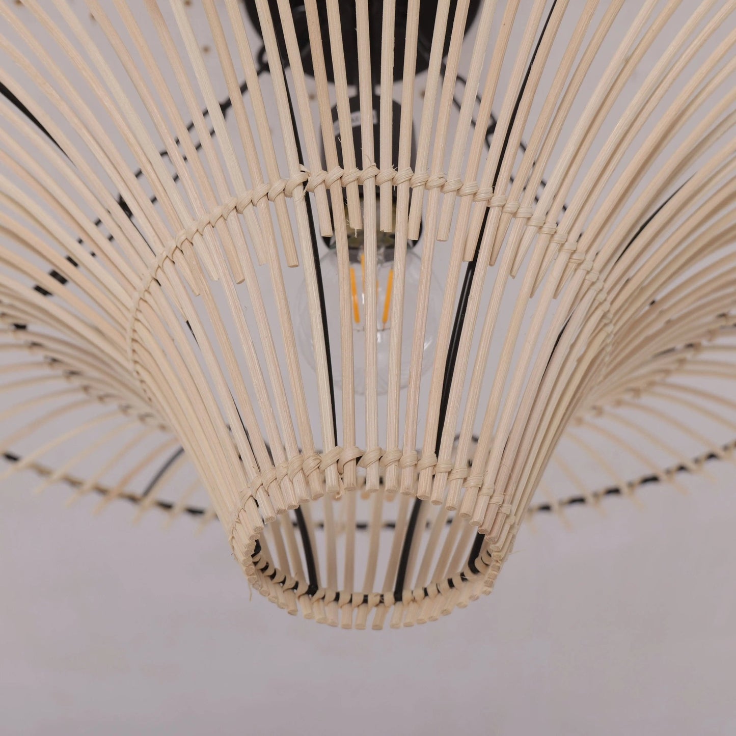 Lightsin Flying Saucer - Shaped LED Rattan Pendant Light - House Comfort