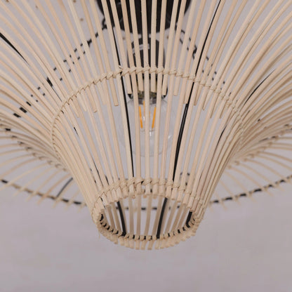 Lightsin Flying Saucer - Shaped LED Rattan Pendant Light - House Comfort