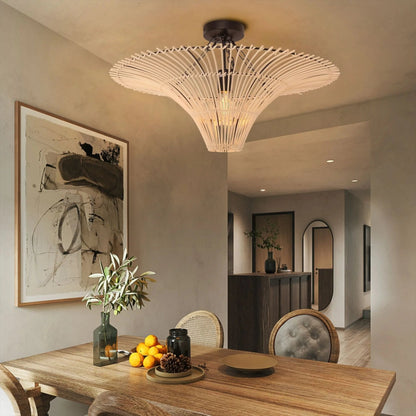 Lightsin Flying Saucer - Shaped LED Rattan Pendant Light - House Comfort