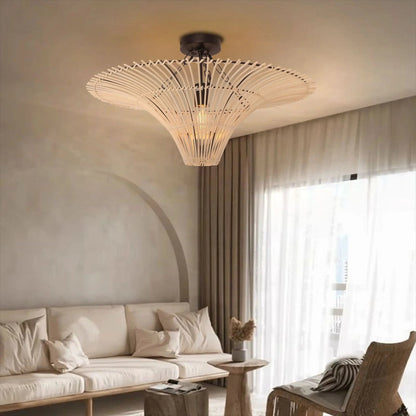 Lightsin Flying Saucer - Shaped LED Rattan Pendant Light - House Comfort