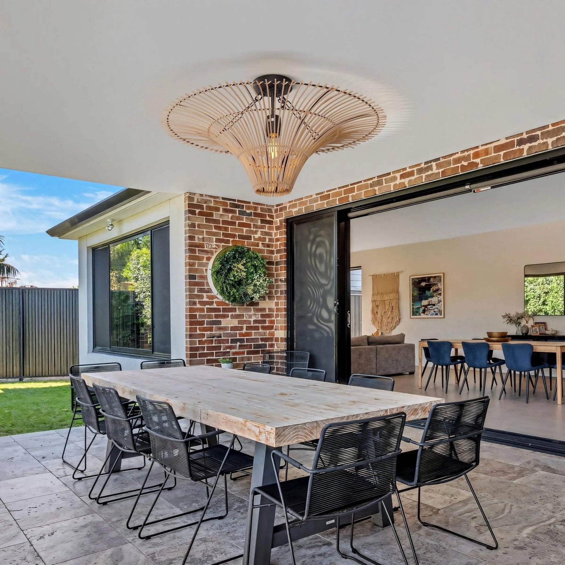 Lightsin Flying Saucer - Shaped LED Rattan Pendant Light - House Comfort